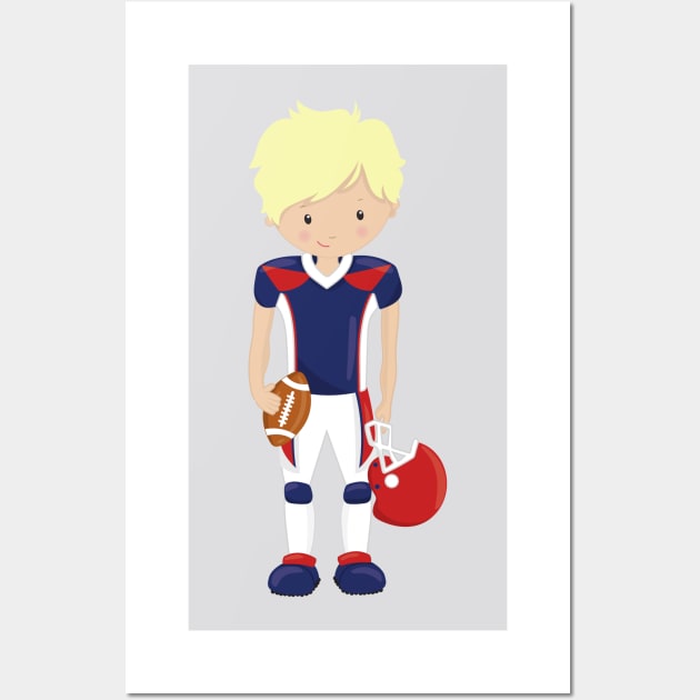 Rugby, American Football, Cute Boy, Blond Hair Wall Art by Jelena Dunčević